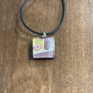 Gold and Purple Glass Pendant Necklace